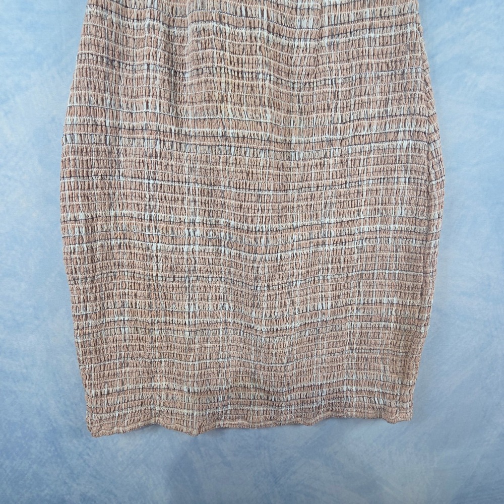 Atoir Fool To Love Dress Peach Plaid Smocked Puff Sleeve Mini Dress Sz 4 - Picture 3 of 8
